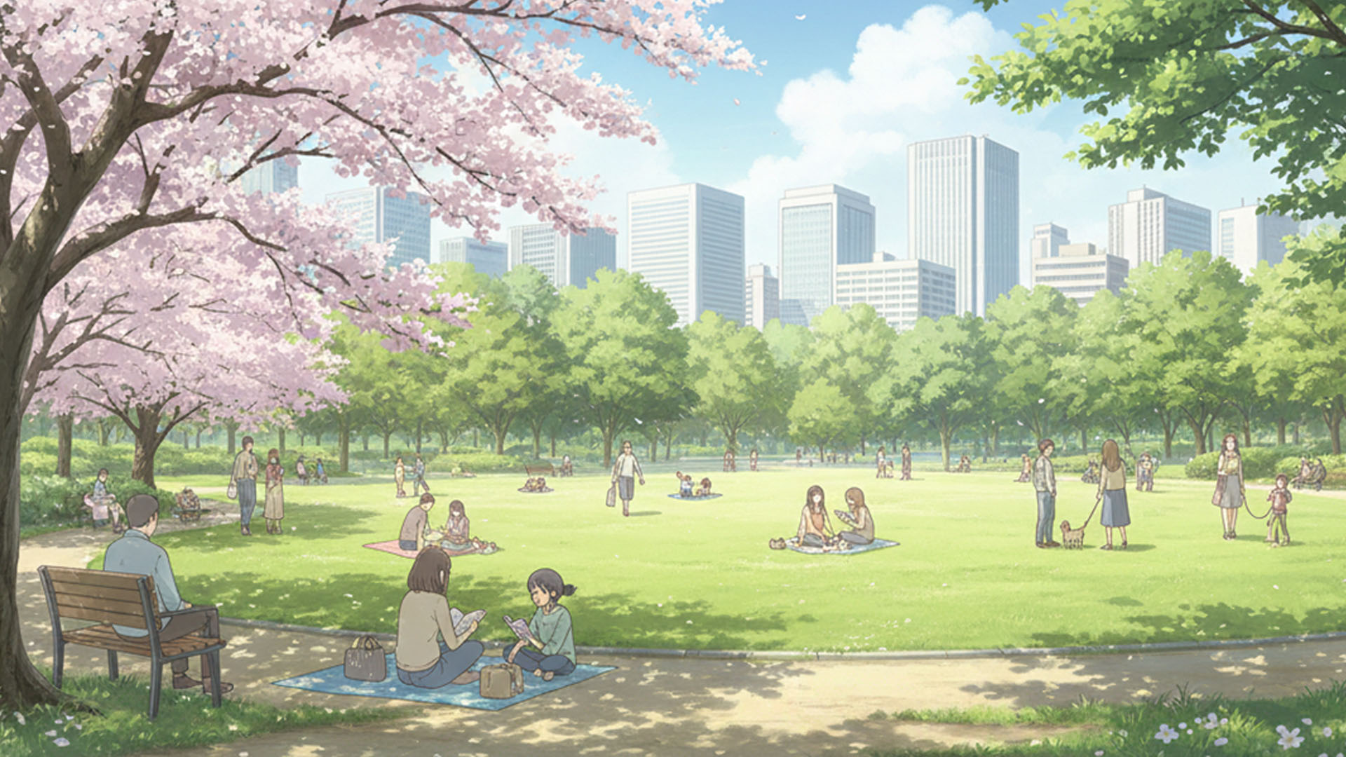 เช้าวันรุ่งขึ้น ฉันบอกว่าอยากพักผ่อนสบายๆ ยุยเลยพามาที่ 'สวนโยโยกิ' สวนสาธารณะขนาดใหญ่ใจกลางเมือง